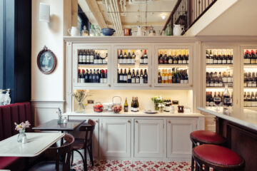 Wine display in restaurant at Orchard Place
