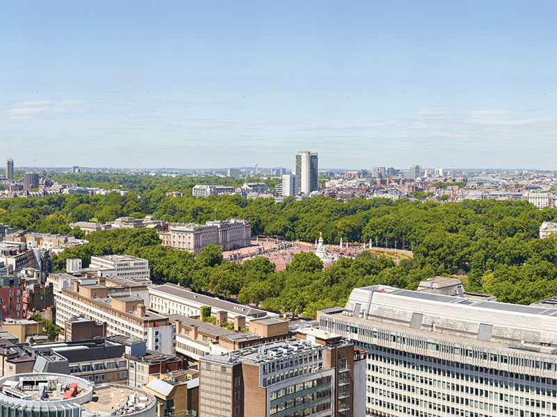 View over Buckingham Palace, London